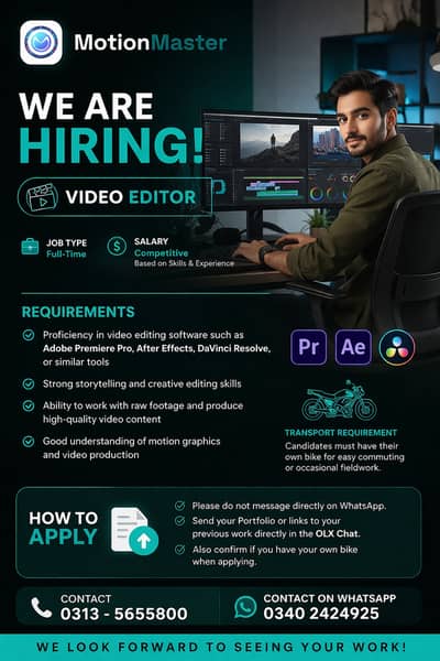 Video Editor Required | Video Editor Jobs | Office Based Job