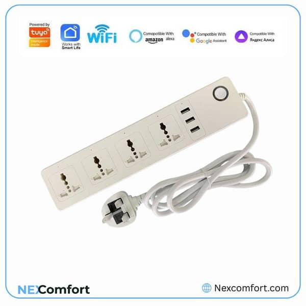 Smart Home Universal Power Strip – Tuya WiFi Power Hub with App Remote Control
