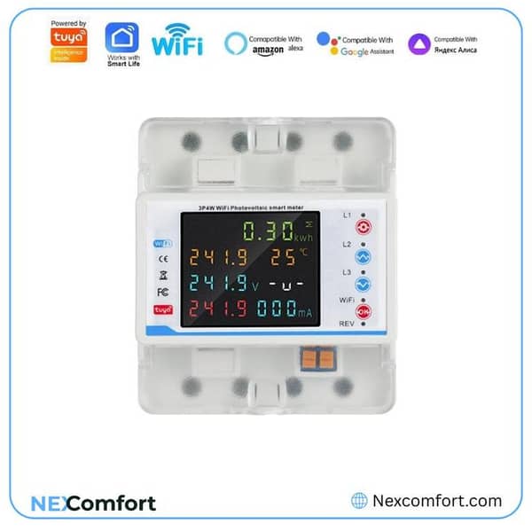 WiFi 3-Phase Smart Circuit Breaker with Energy Monitoring & Safety Protections