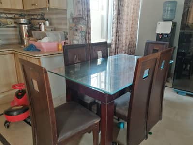 dining table with 6 chairs for sale 12 mm glass top