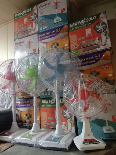Rechargeable fan 18 inch 3 hrs light k bagair backup pedestal fan