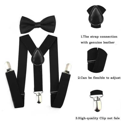 Imported Made Adjustable Suspenders Gallus With Bow Tie For Kids