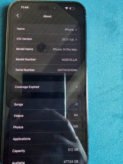 1 Phone 14 Pro Max  JV 12 512. GB Condiotion 10/ 10 With Box