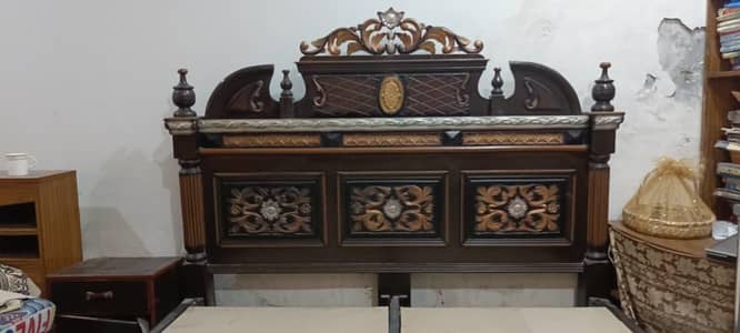 Double Bed With Matching Side Table For Sale