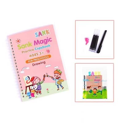 Magic Practice Copybook Set For Kids 4 Books + 10 Refills + Magic Pen