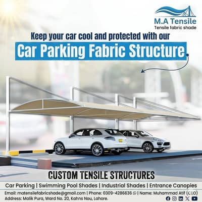 Tensile Fabric Car Parking Shed / Covers And Shades