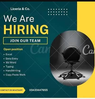 Simple typing job ms word excel home base working for males & female