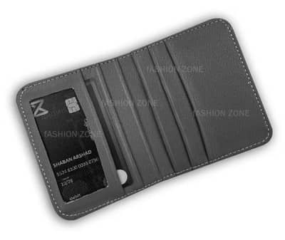 Men's Grey Leather Wallet with Card Slots