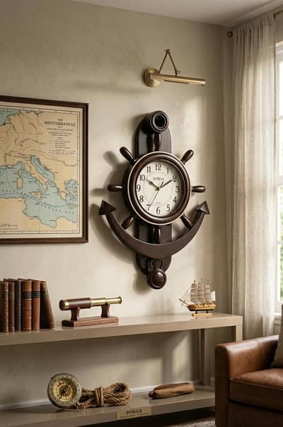 Unique Nautical Style Wooden Wall Clock – Perfect for Living Room