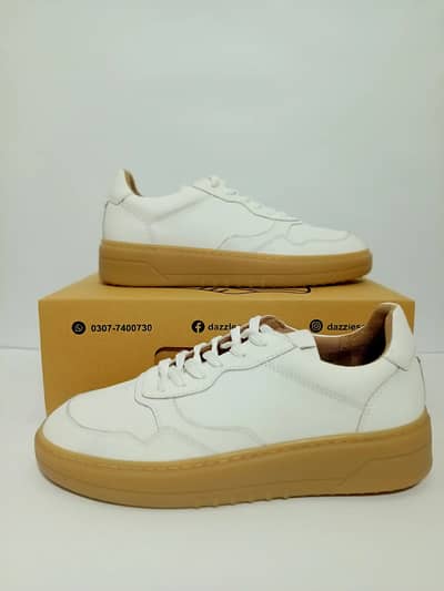 White Soft Leather Sneakers