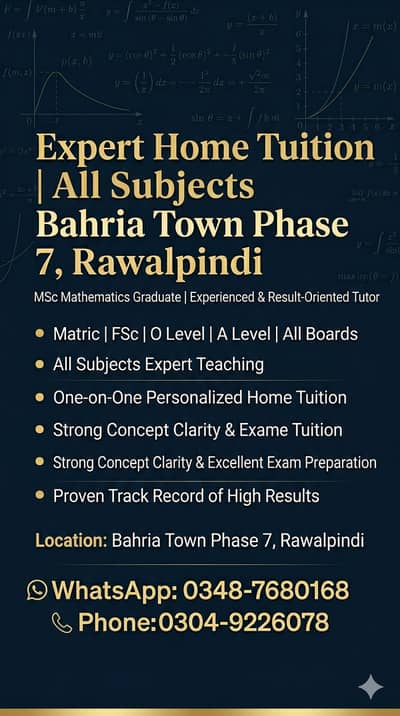 Experienced Home Tutor for Matric FSC A-level O-level All Subjects