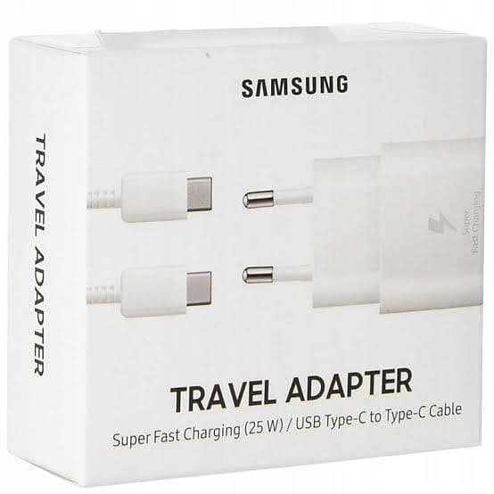 Original Samsung 25W Super Fast Charging Wall Charger & USB-C to USB-C Data Cable | Genuine Adaptive Fast Charge Travel Adapter Type C PD Power Delivery