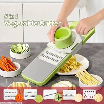 5-in-1 Vegetable Cutter Green Stainless Steel Grater Peeler