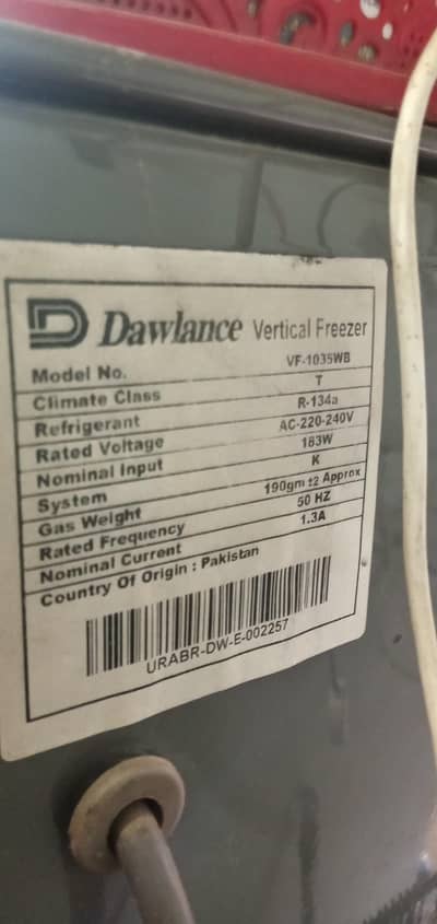 Dawlance vertical freezer