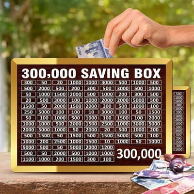Wooden 100000 PKR Saving Box With Cash  Tracker