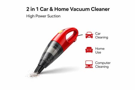 2 in 1 Car & Home Vacuum Cleaner High Power Suction