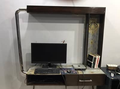 Premium Wooden Media Wall with Steel Frame & Drawer (4x4 ft)