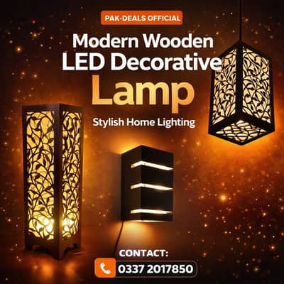 Modern Wooden LED Decorative Lamp – Stylish Home Lighting