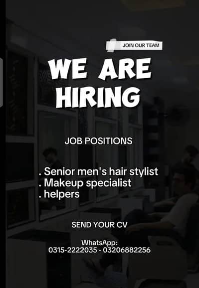 JOBS AVAILABLE FOR MENS SALON IN BAHRIA TOWN LAHORE