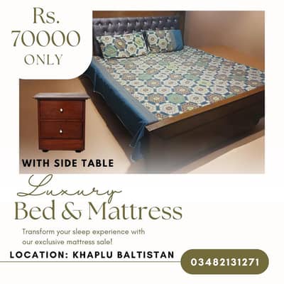 King Size Bed with Side table and foam