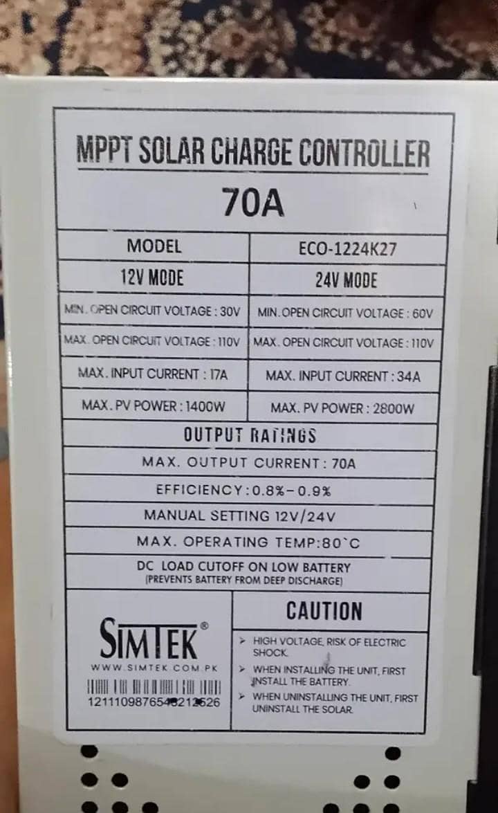 MPPT solar charge controller 70A 4
