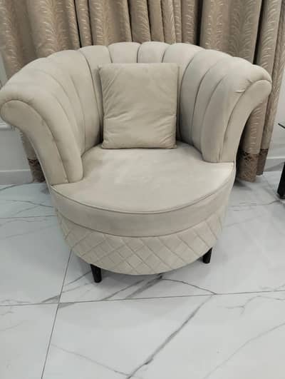 L Shape Sofa set along with table coffe chairs and puffies