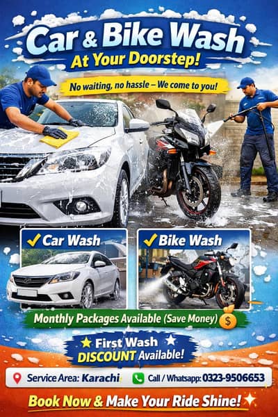 Car & Bike Wash at Your Doorstep – Karachi Service 