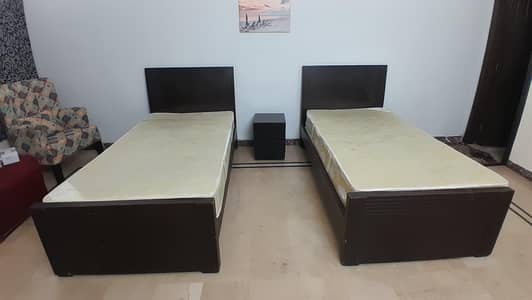 2 Single beds with mattres & side table for sale