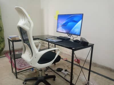 Complete Setup for Sale – Dell 4K Monitor + Chair + L-Shape Table