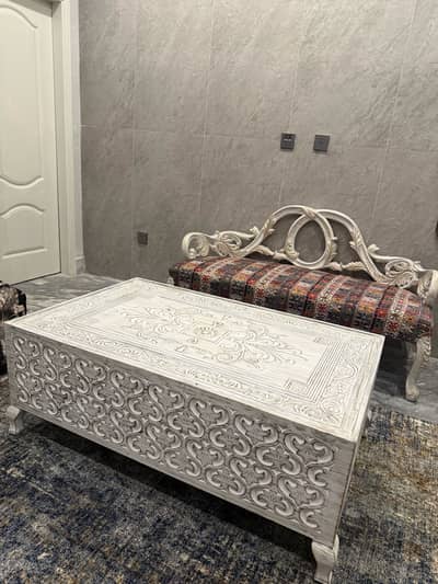 antique carved wooden coffee table