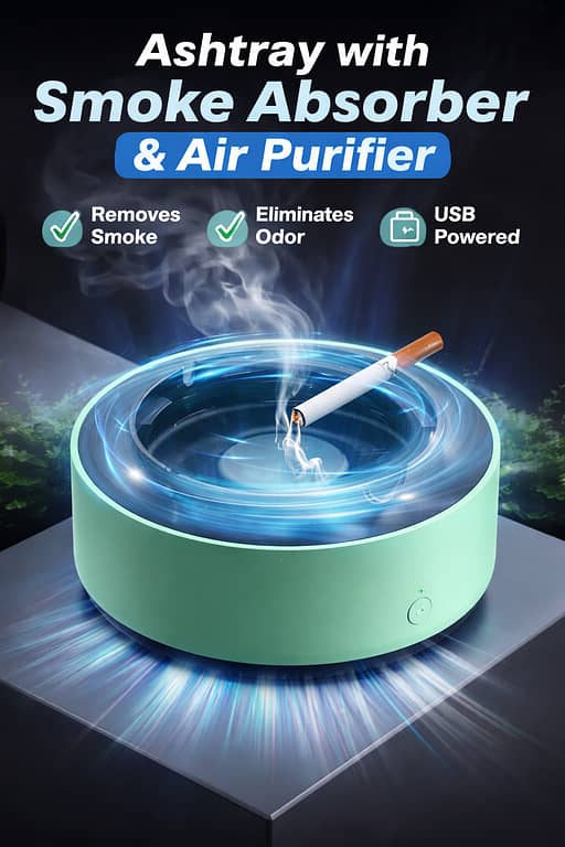 Ashtray with Smoke Absorber Air Purifier | Smokeless Ashtray with LED Light | Portable USB Air Cleaner for Home Car Office | Odor Removal Ash Tray
