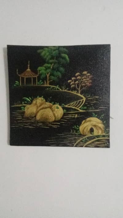 Traditional Pagoda Night View Art (12x12)  Description: