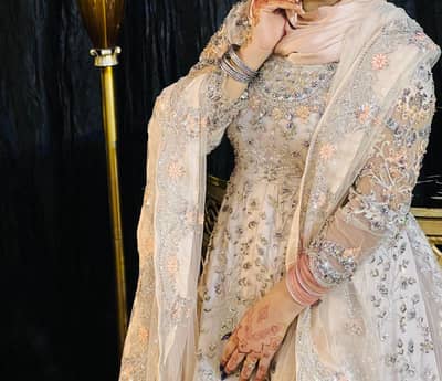 light peachy pink nikkah / engagement outfit