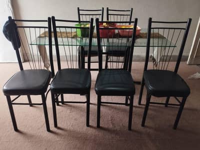 Glass Dining Table with 6 Chairs