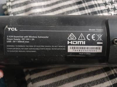 TCL Soundbar with Wireless Subwoofer TS3010