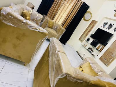 Sofa Set | Golden velvet | 5 Seater