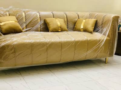 Five Seater Sofa Set | Golden Velvet