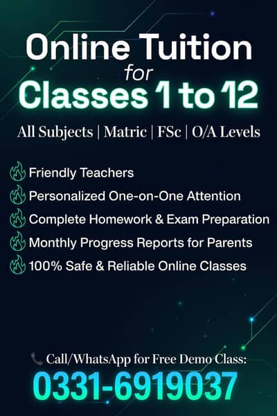 online tuition with flexible timings. Experienced teachers.