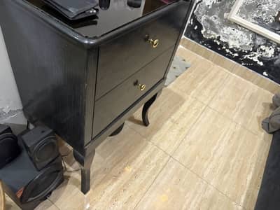 Bed, one side table and dressing table