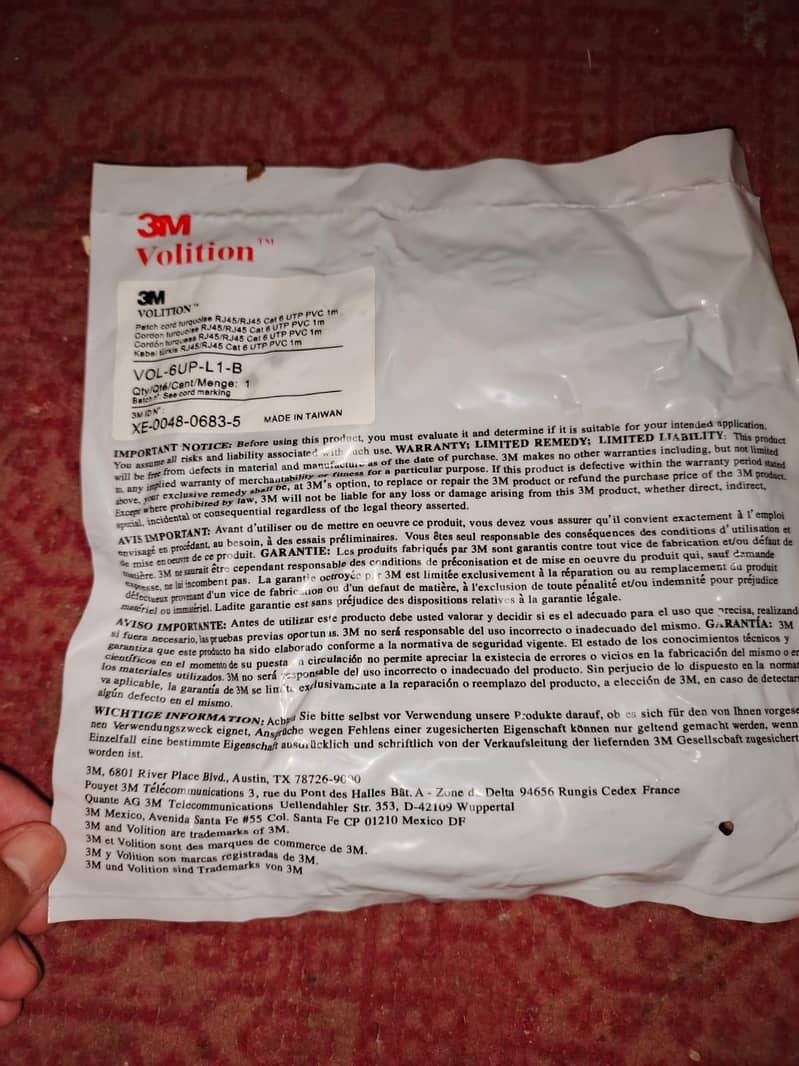 3M Networking patch cables 1 Meter 0