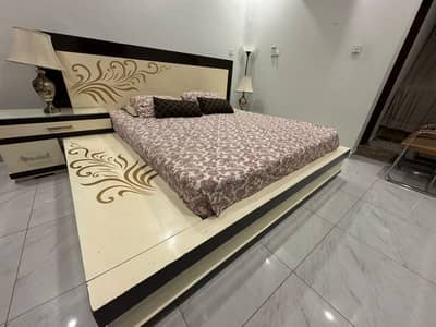 Branded Bed with side tables and dressing table