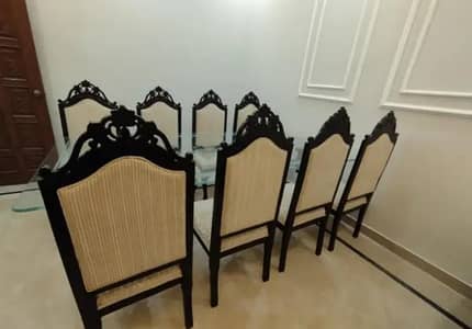 Eight chairs dining table