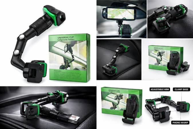 Universal Car Rearview Mirror Phone Holder – Adjustable Clip Mount with Multi-Angle