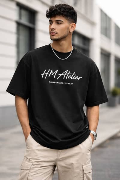 Black Drop Shoulder T-Shirt mens | Premium Cotton | Trend 2026