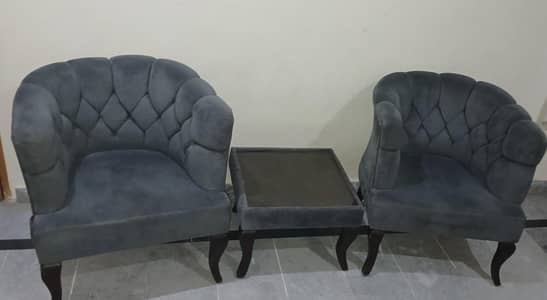 Velvet Coffee Chairs with Table – 3 Piece Set (Like New)