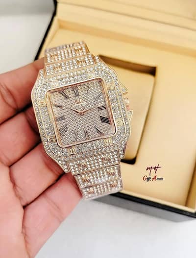 Luxury Iced Out Full Diamond Square Watch 