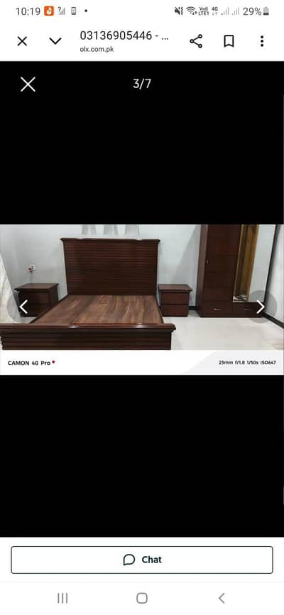 wooden bed set side tables dressing table mattress