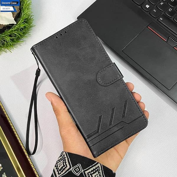 Black Leather Flip Book Cover for Google Pixel 9 with Card Holder Feature