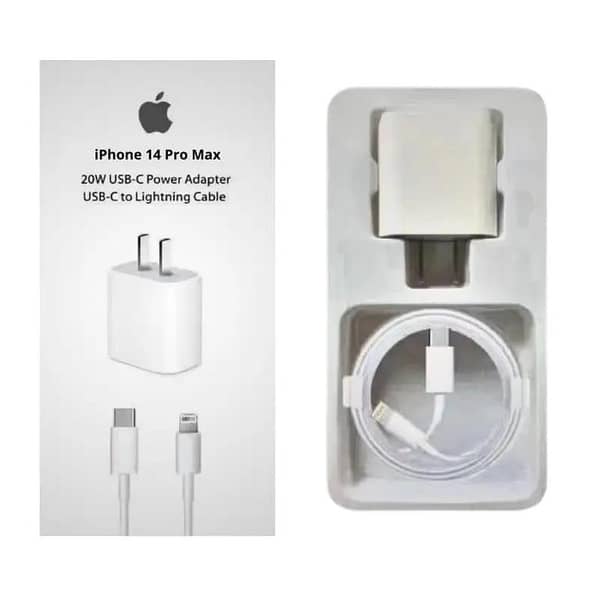 Genuine Apple iPhone 15 Pro Max 20W USB-C Fast Charger Adapter & Original USB-C to C Data Sync Cable | Authentic Power Delivery (PD) Wall Plug & Charging Cord