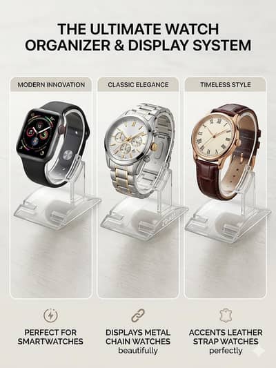 Premium Clear Acrylic Watch Display Stand - Brand New